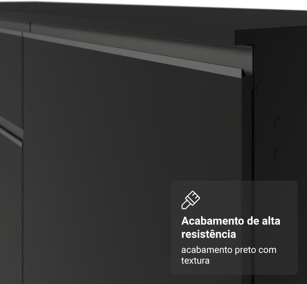 Madesa Balcão De Cozinha Suspenso Nice Preto 80cm 2 Portas
