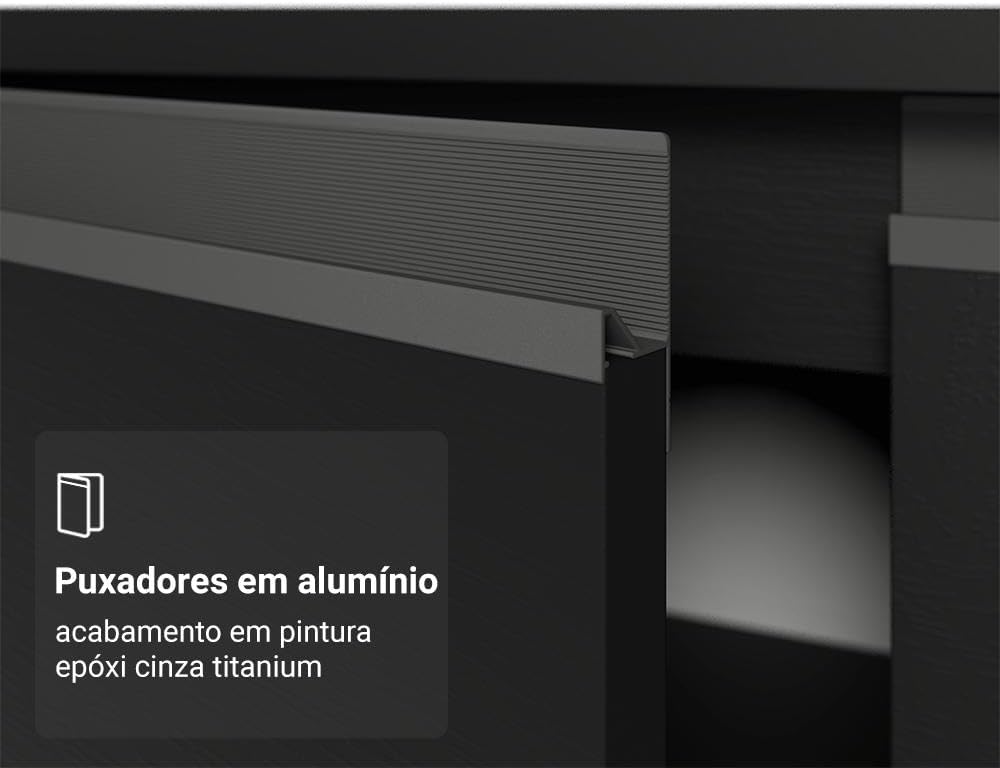 Madesa Balcão De Cozinha Suspenso Nice Preto 80cm 2 Portas