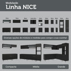 Madesa Balcão De Cozinha Suspenso Nice Preto 80cm 2 Portas