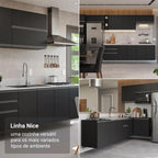 Madesa Balcão De Cozinha Suspenso Nice Preto 80cm 2 Portas