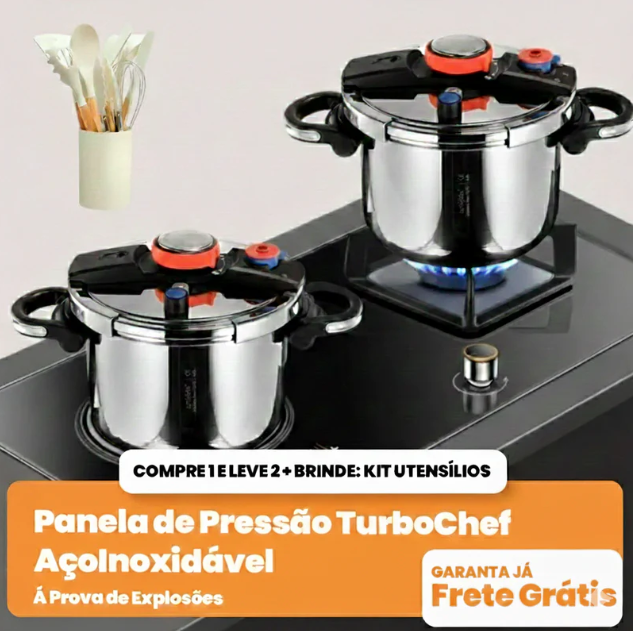 Kit Panelas De Pressão TurboChef Aço Inoxidável TurboChef 4L 6L 8L 10L